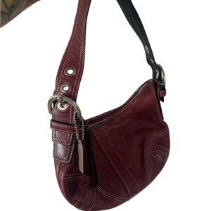 Burgundy Coach Small Slouchy Hobo Bag